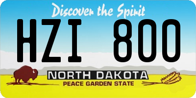 ND license plate HZI800