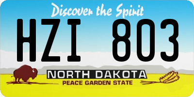 ND license plate HZI803