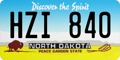 ND license plate HZI840