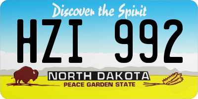 ND license plate HZI992