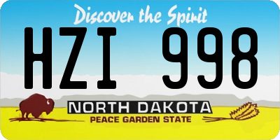 ND license plate HZI998