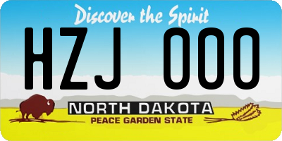 ND license plate HZJ000
