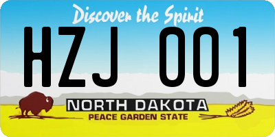 ND license plate HZJ001
