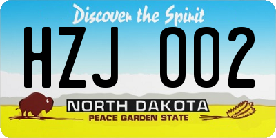 ND license plate HZJ002