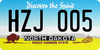 ND license plate HZJ005