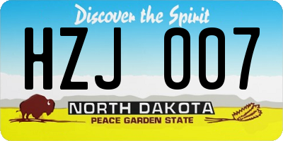 ND license plate HZJ007