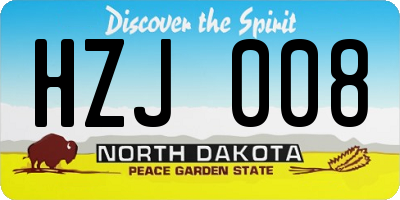 ND license plate HZJ008