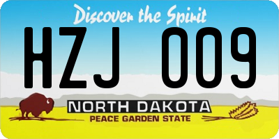 ND license plate HZJ009