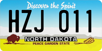 ND license plate HZJ011