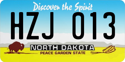 ND license plate HZJ013