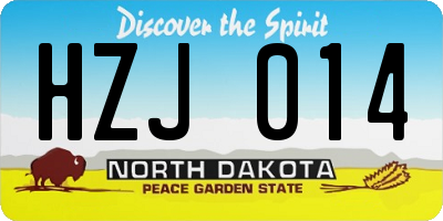 ND license plate HZJ014