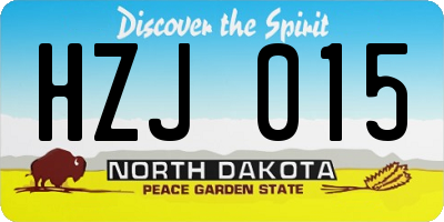 ND license plate HZJ015