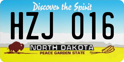 ND license plate HZJ016
