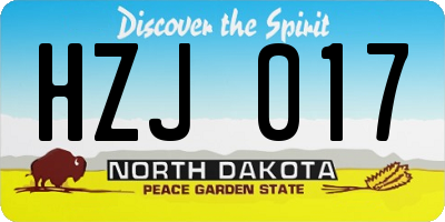 ND license plate HZJ017