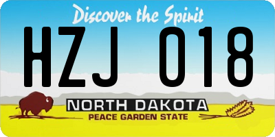 ND license plate HZJ018