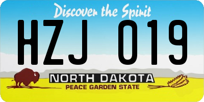 ND license plate HZJ019
