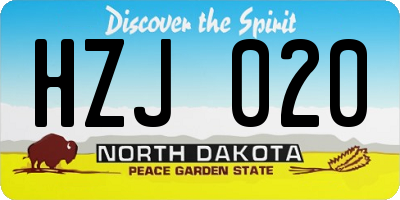ND license plate HZJ020