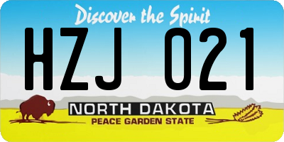 ND license plate HZJ021