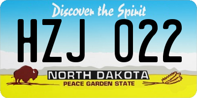 ND license plate HZJ022