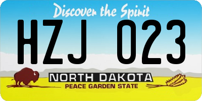 ND license plate HZJ023