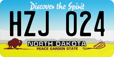 ND license plate HZJ024