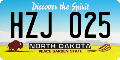 ND license plate HZJ025