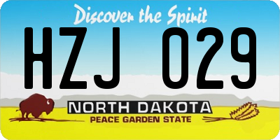 ND license plate HZJ029