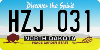 ND license plate HZJ031