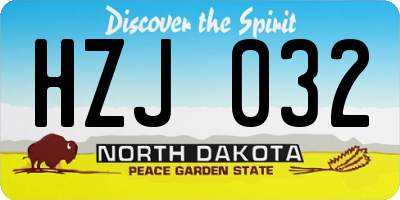 ND license plate HZJ032