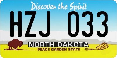 ND license plate HZJ033