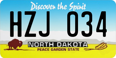 ND license plate HZJ034