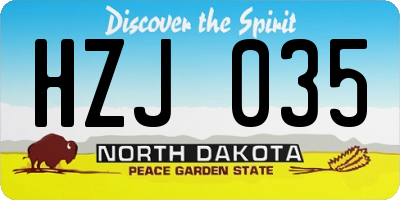 ND license plate HZJ035