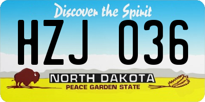 ND license plate HZJ036