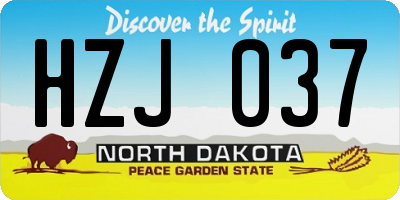 ND license plate HZJ037