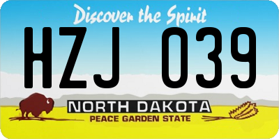 ND license plate HZJ039