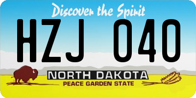 ND license plate HZJ040