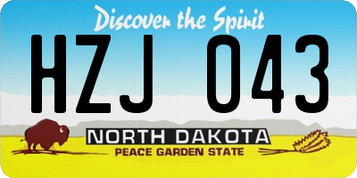 ND license plate HZJ043