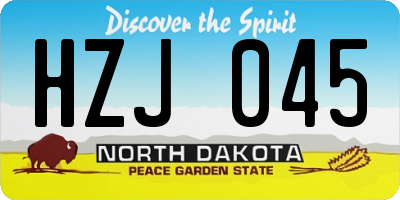 ND license plate HZJ045