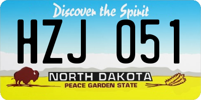 ND license plate HZJ051