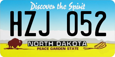 ND license plate HZJ052