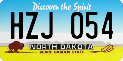 ND license plate HZJ054
