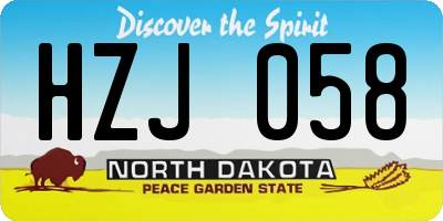 ND license plate HZJ058