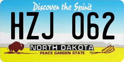 ND license plate HZJ062