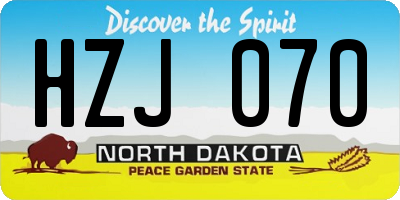 ND license plate HZJ070