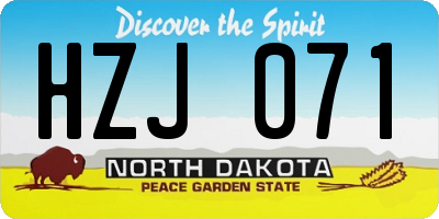 ND license plate HZJ071