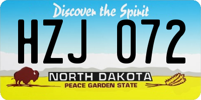 ND license plate HZJ072