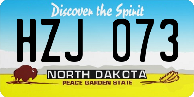 ND license plate HZJ073