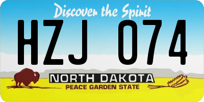 ND license plate HZJ074
