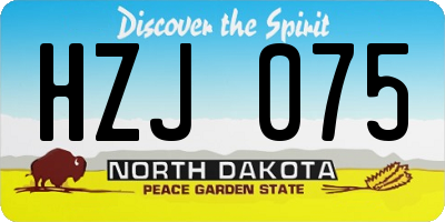 ND license plate HZJ075