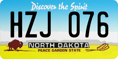 ND license plate HZJ076